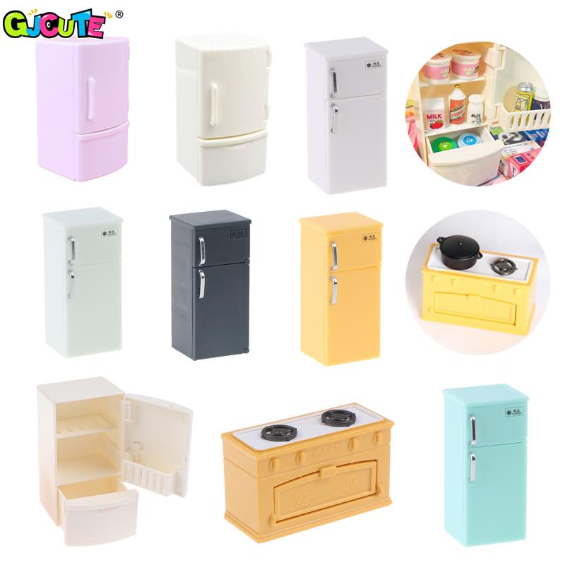 Kids Toys Kitchen Set - 1/12 Mini Dollhouse White Refrigerator With